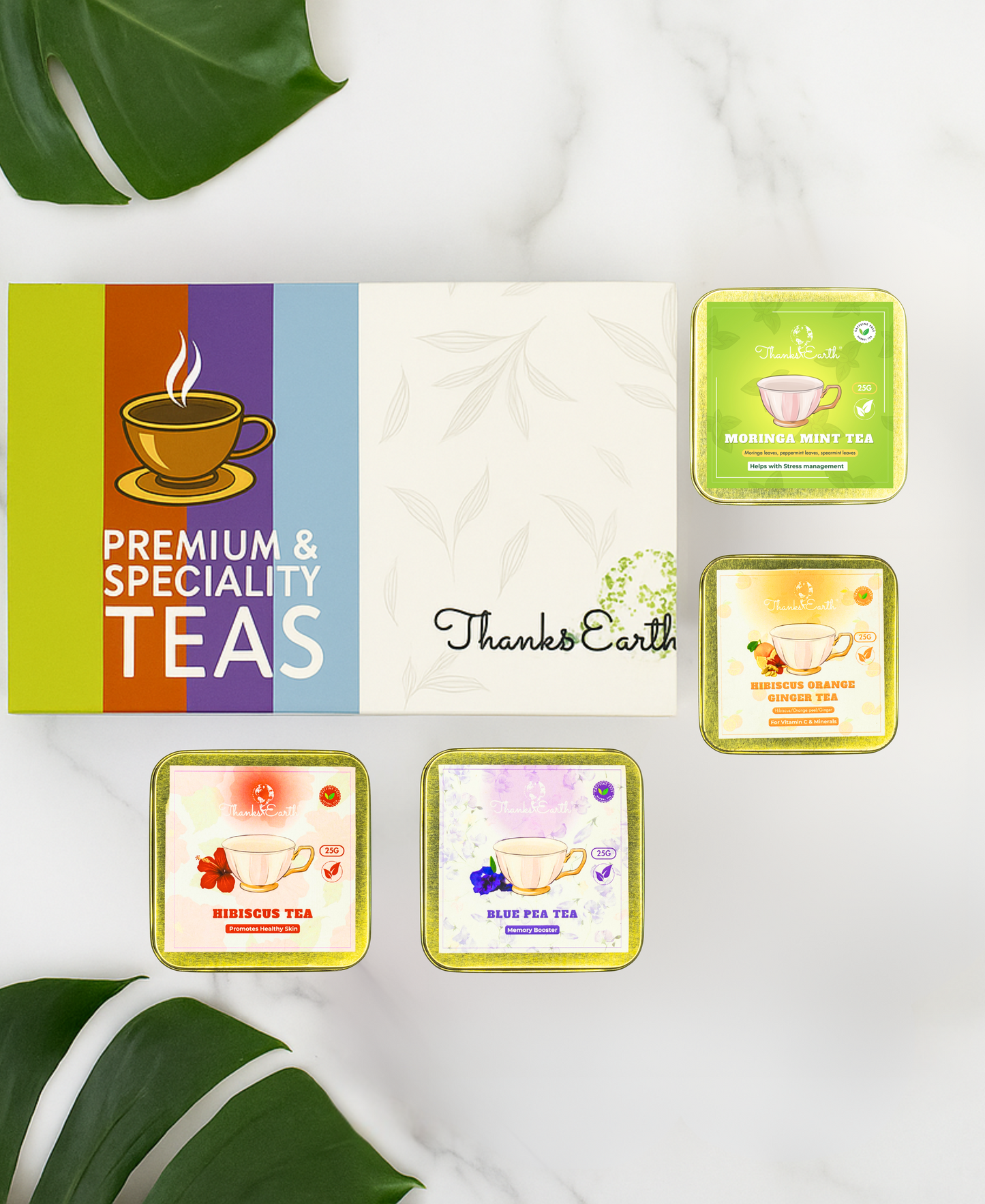 Curated Tea Gift Box – Select 4 Caffeine-Free Herbal Blends