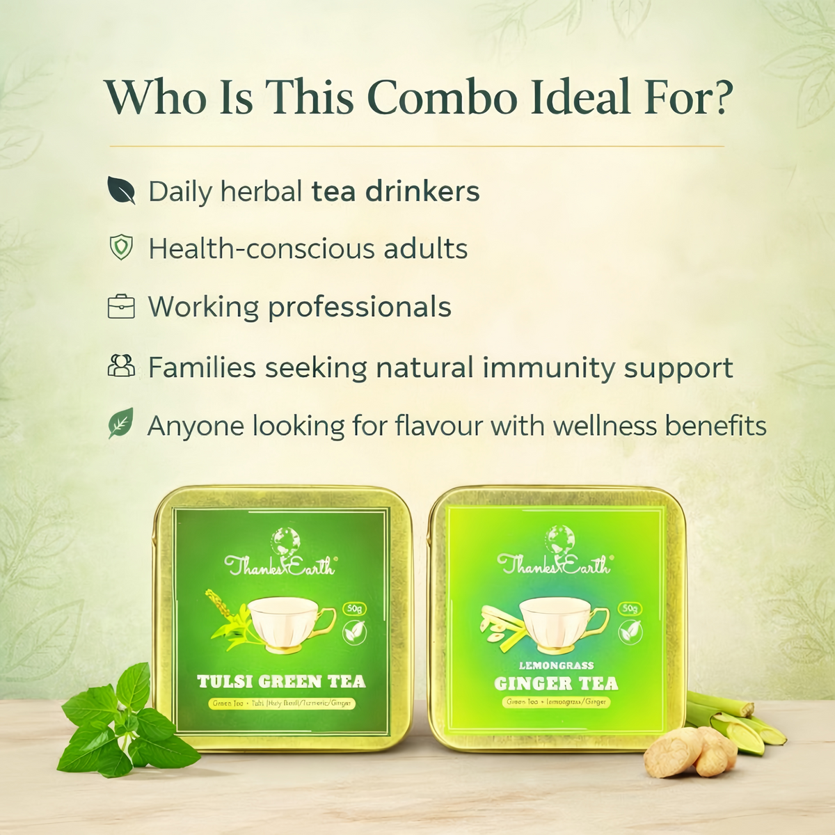 Immunity Boost Duo – Tulsi Green Tea & Lemongrass Ginger Tea Combo