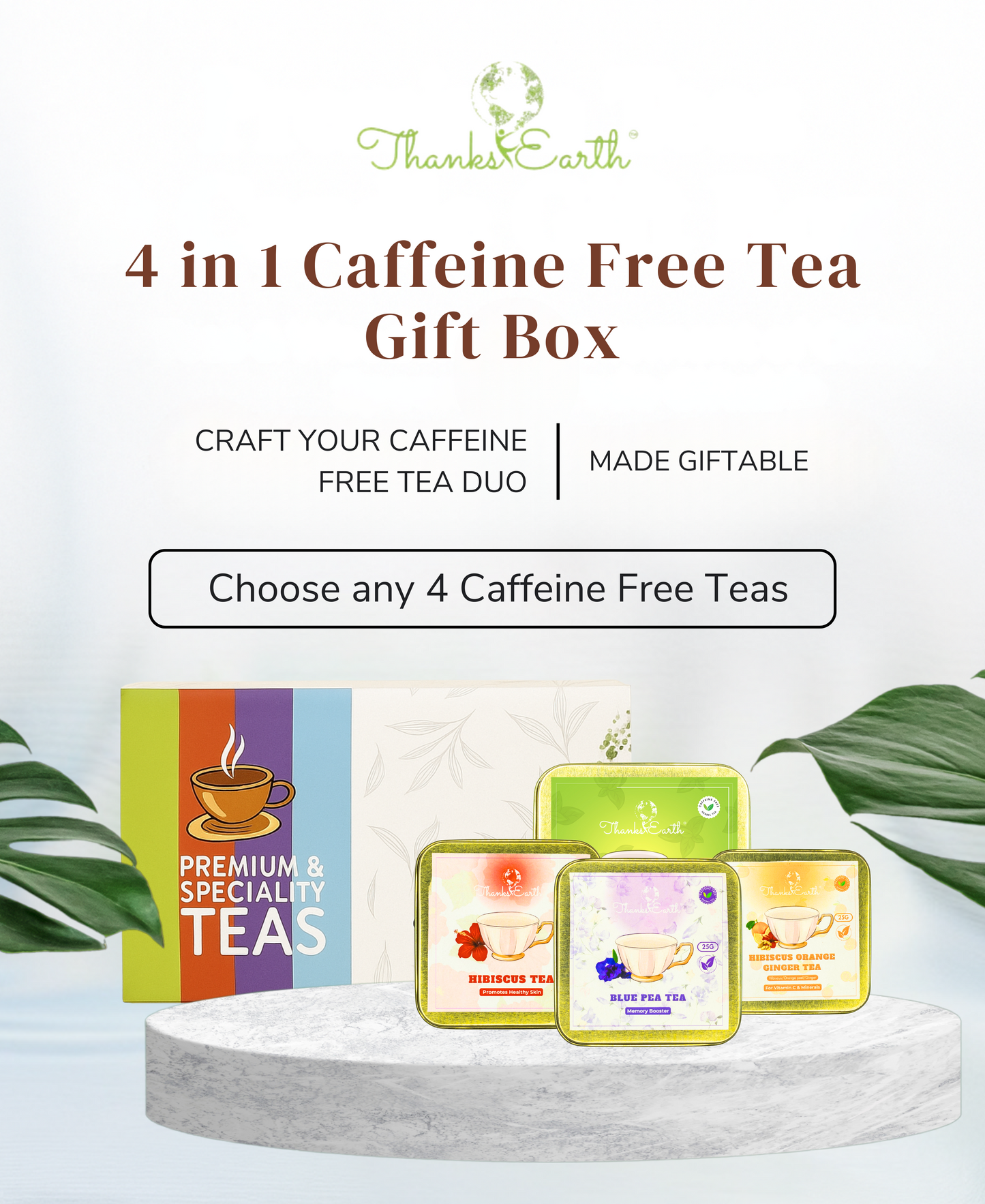 Curated Tea Gift Box – Select 4 Caffeine-Free Herbal Blends