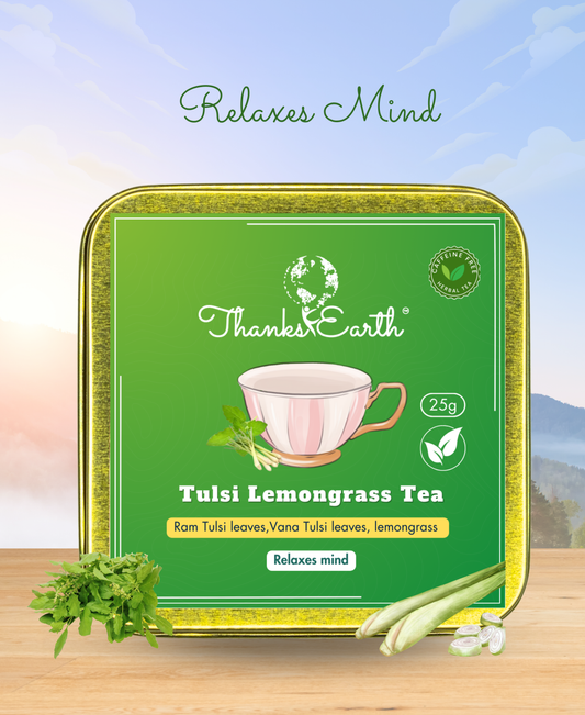 Tulsi Lemongrass Tea | Herbal Caffeine-Free Wellness Infusion