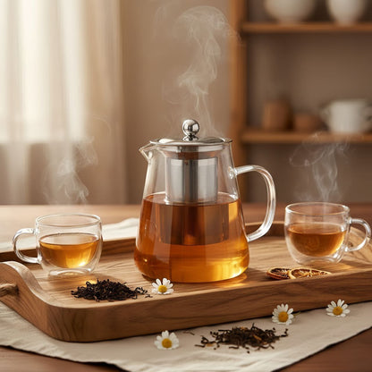 Borosilicate Glass Tea Pot with Steel Infuser