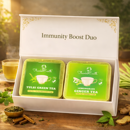 Immunity Boost Duo – Tulsi Green Tea & Lemongrass Ginger Tea Combo