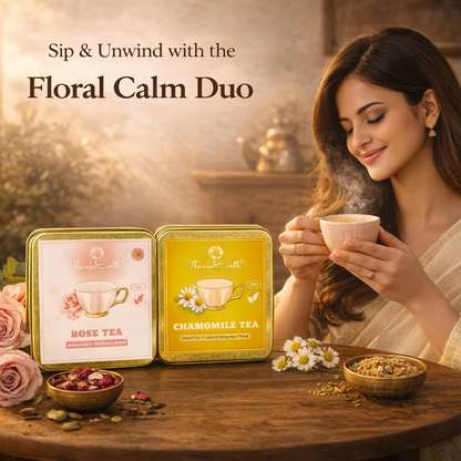 Floral Calm Duo – Rose Tea & Chamomile Tea Combo