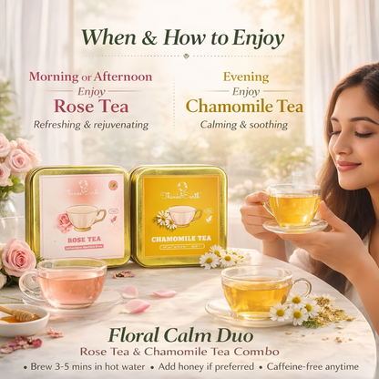 Floral Calm Duo – Rose Tea & Chamomile Tea Combo