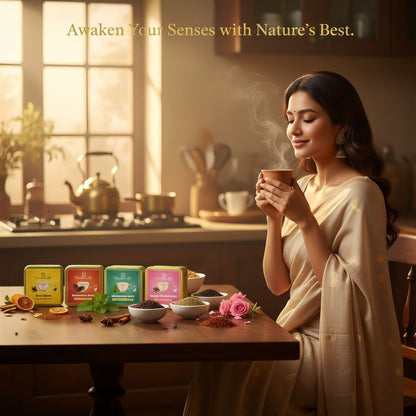 Exotic World Tea Sampler – Earl Grey, Moroccan Mint, Rose Oolong & South African Rooibos Tea