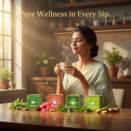 Wellness Green Collection – Spearmint Green, Hibiscus Green, Tulsi Green & Lemongrass Ginger Tea