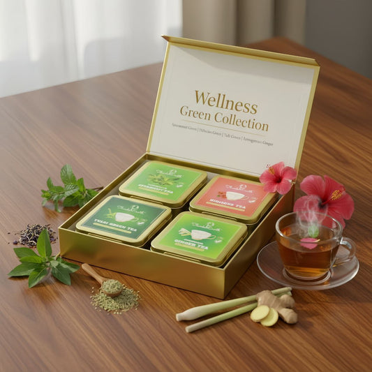 Wellness Green Collection – Spearmint Green, Hibiscus Green, Tulsi Green & Lemongrass Ginger Tea
