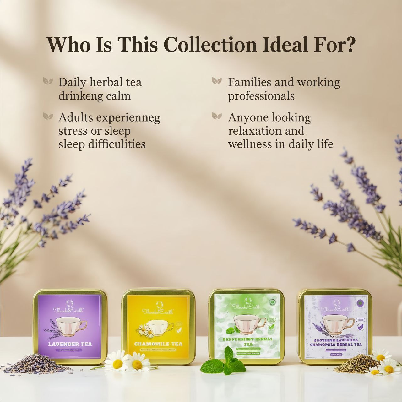 Relax and Sleep Herbal Collection – Lavender, Chamomile, Peppermint & Soothing Lavender Tea
