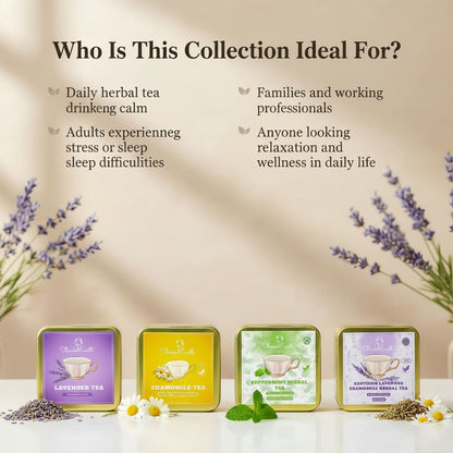 Relax and Sleep Herbal Collection – Lavender, Chamomile, Peppermint & Soothing Lavender Tea