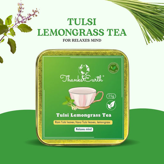 Tulsi Lemongrass Tea | Herbal Caffeine-Free Wellness Infusion